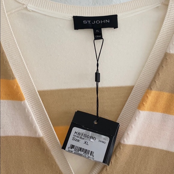 New $695 St John Stripe Jersey Knit Cardigan - Picture 7 of 8